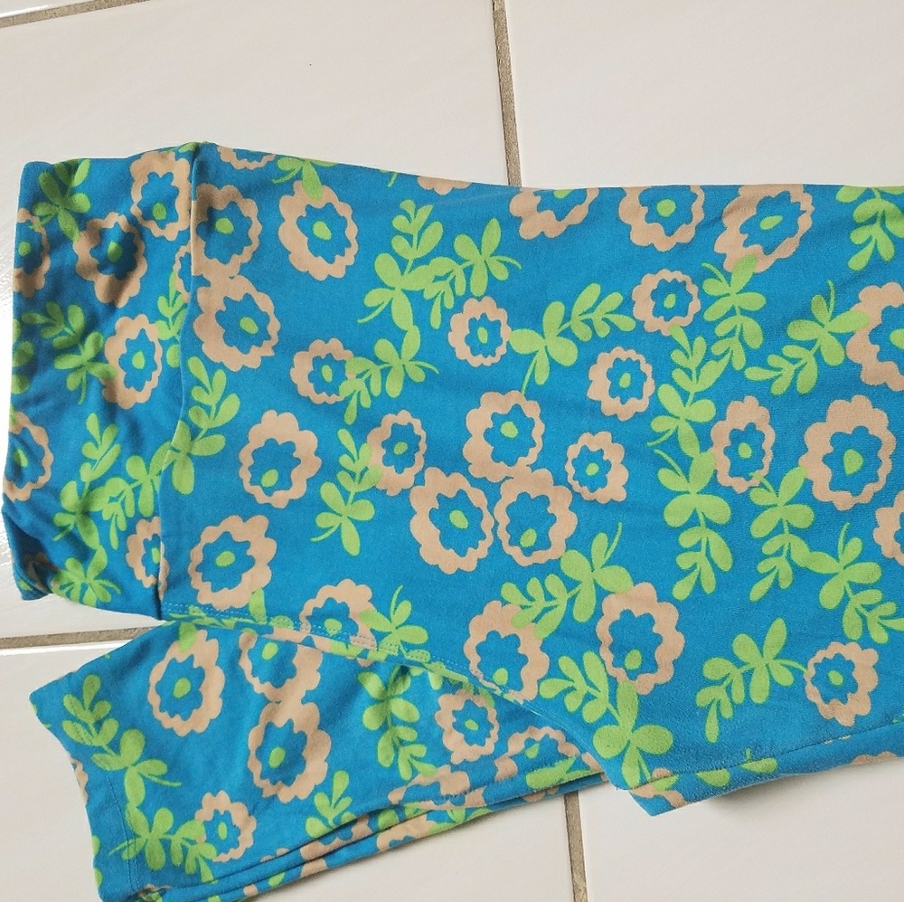 Light blue and floral print TC Lularoe leggings